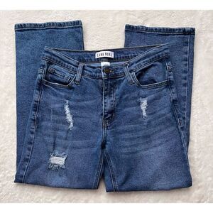 LUNA NORA MID-RISE CROPPED DISTRESSED STRAIGHT JEANS, Size 6